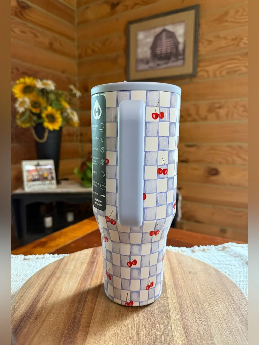 CHERRY CHECKERS Hydrojug + ACTA 40oz Traveler Straw Tumbler • LEAKPROOF - Picture 4 of 7